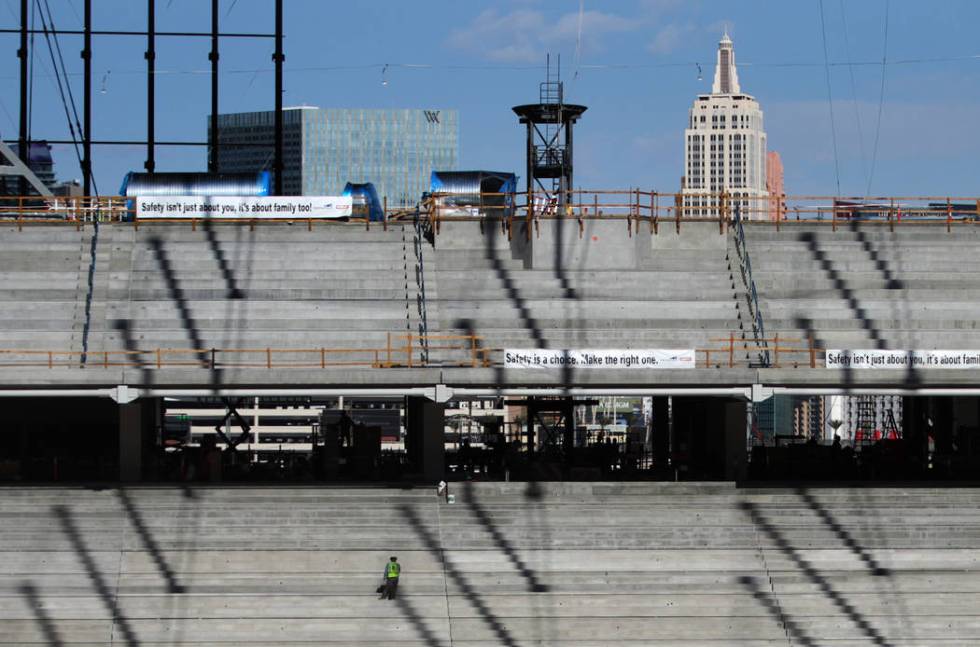 The Raiders Allegiant Stadium construction site in Las Vegas, Monday, Nov. 25, 2019. (Erik Verd ...