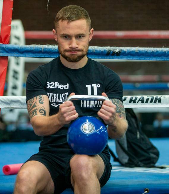 Former two-weight world boxing champion Carl Frampton is seen during a training at the Top Rank ...