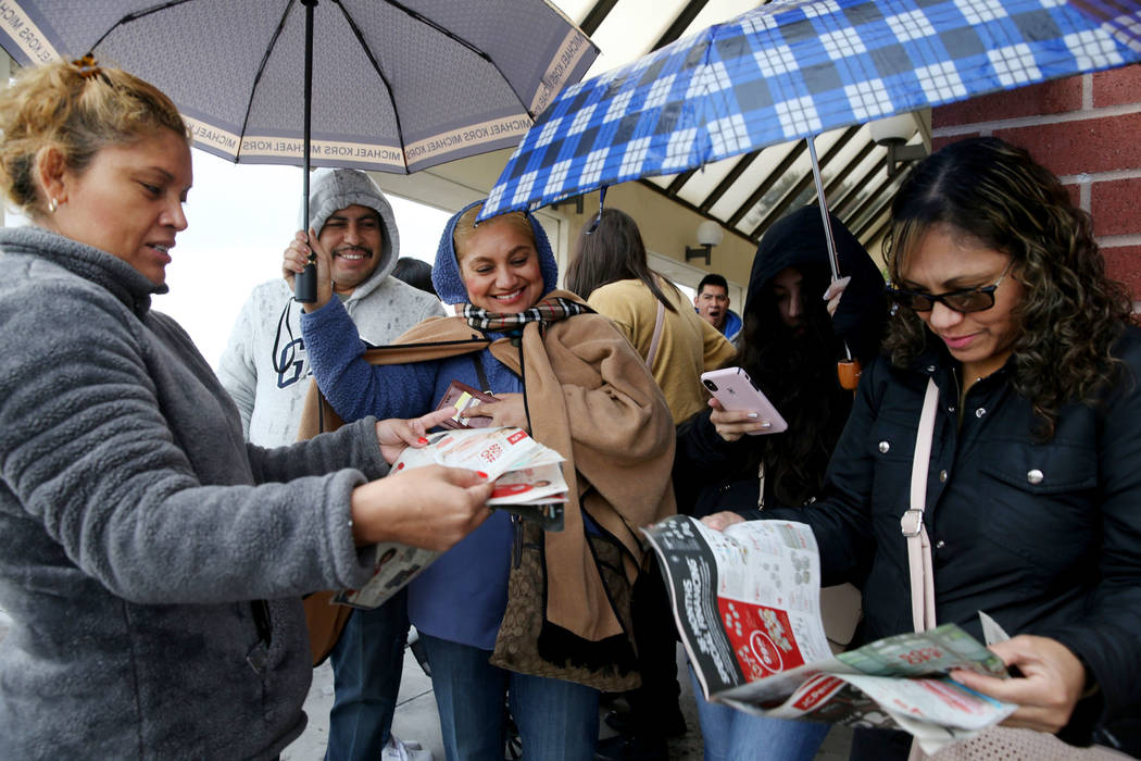 Eracel Gonzalez, from left, Simon Solis, Guadalupe Gonzalez, Damaris Soto and Lidia Chavez, all ...