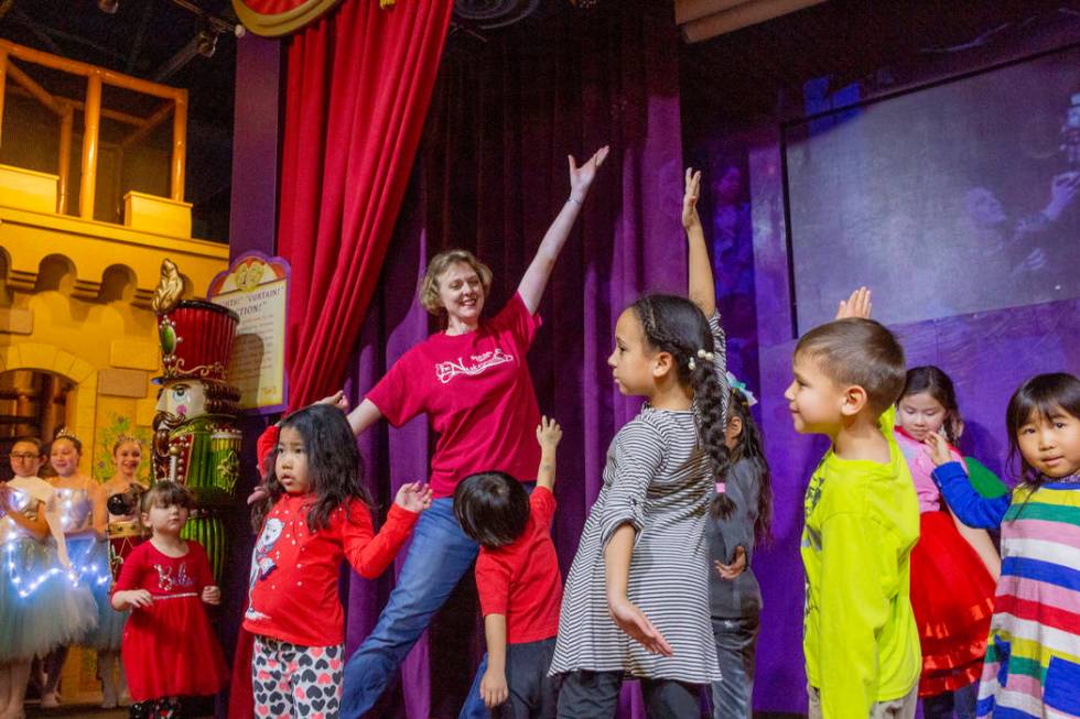 Instructor for the Nevada Ballet Theatreʓara Orrells teaches the "Sugar Plum Slide&q ...