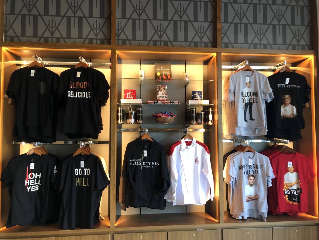 A display of Gordon Ramsay merchandise at Hell's Kitchen at Caesars Palace. (Al Mancini Las Veg ...