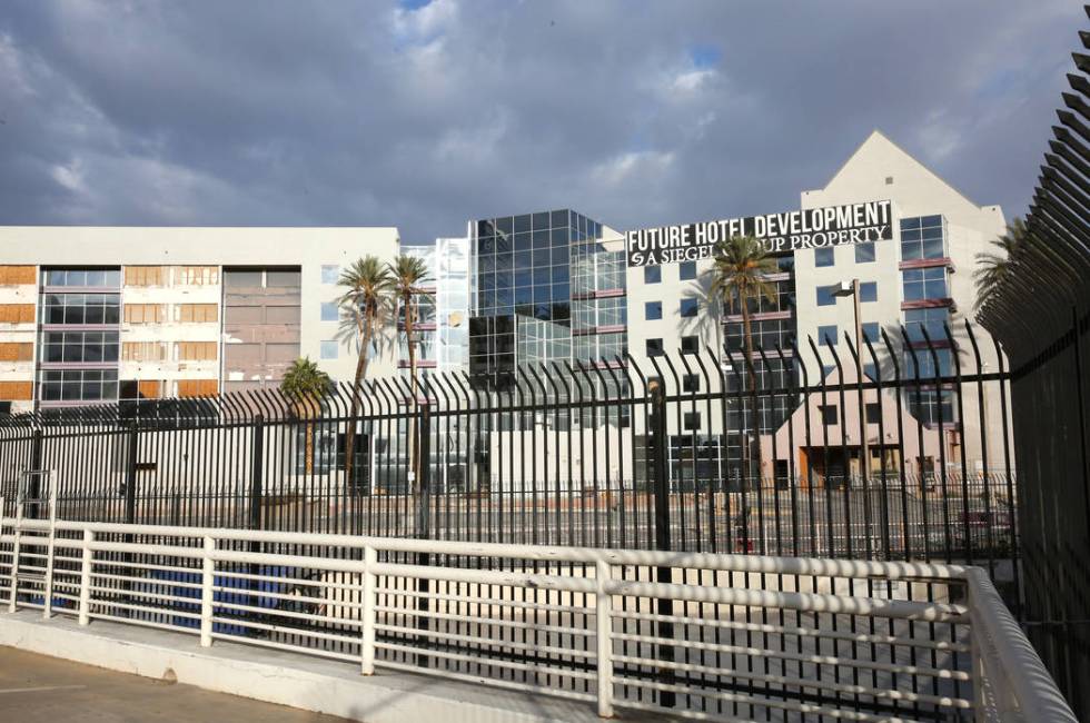 The shuttered Atrium Suites Hotel, east of the Strip next to the Hard Rock Hotel, photographed ...