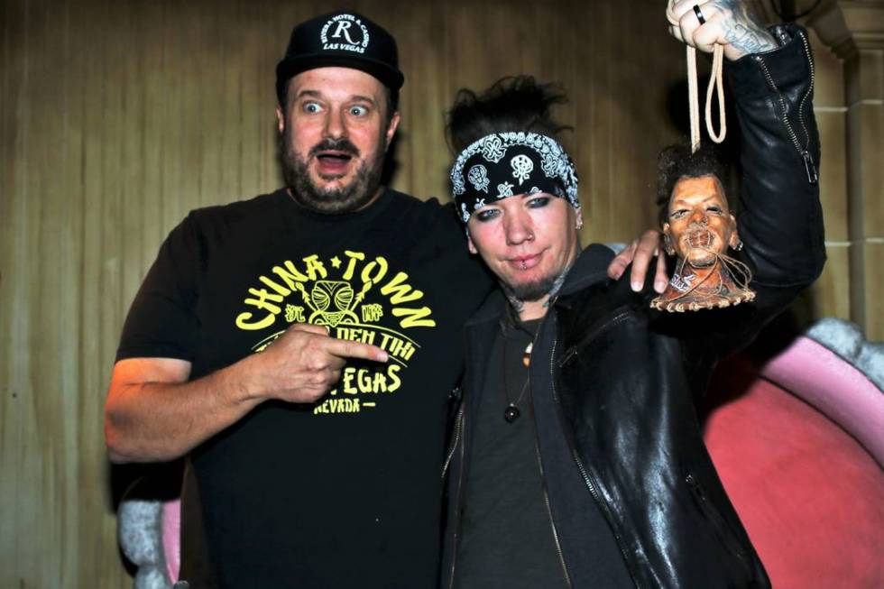 DJ Ashba is shown with The Golden Tiki Managing Partner Branden Powers on Sunday, Nov. 25, 2018 ...