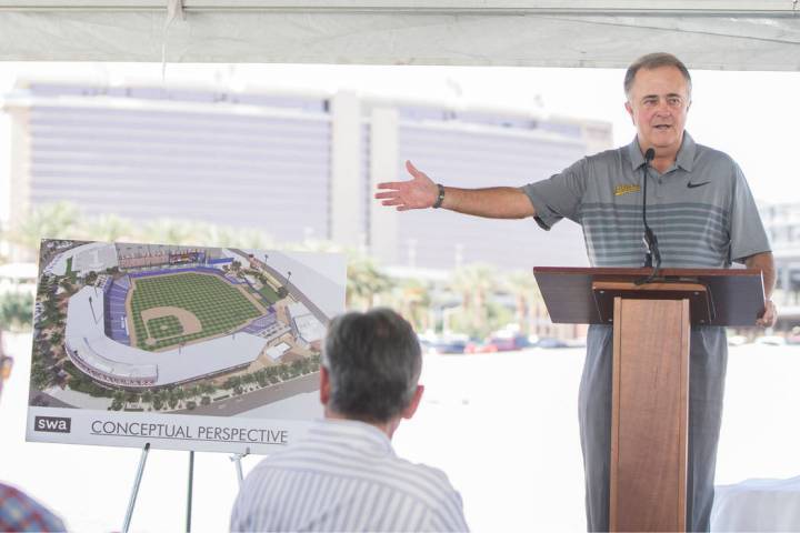 Las Vegas 51s president Don Logan speaks during a press conference to officially announce the 2 ...