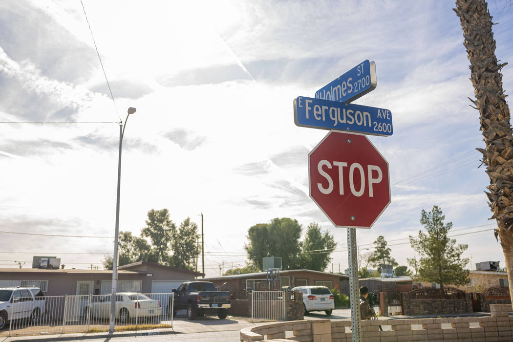 The location where Kevin Soriano, 17, of North Las Vegas, was shot and killed Sunday, Dec. 1, 2 ...