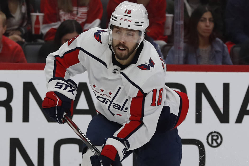 Washington Capitals center Chandler Stephenson skates during the third period of an NHL hockey ...