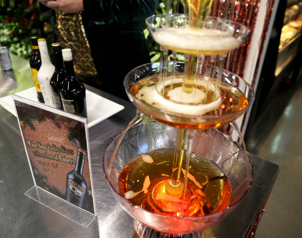 An apple juice fountain (that will turn to a sparkling wine fountain at noon) and spiked coffee ...