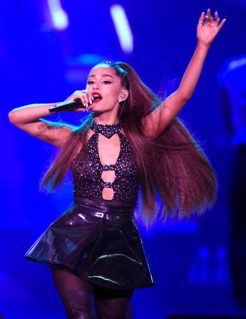 Ariana Grande performs at Wango Tango at Banc of California Stadium on Saturday, June 2, 2018, ...