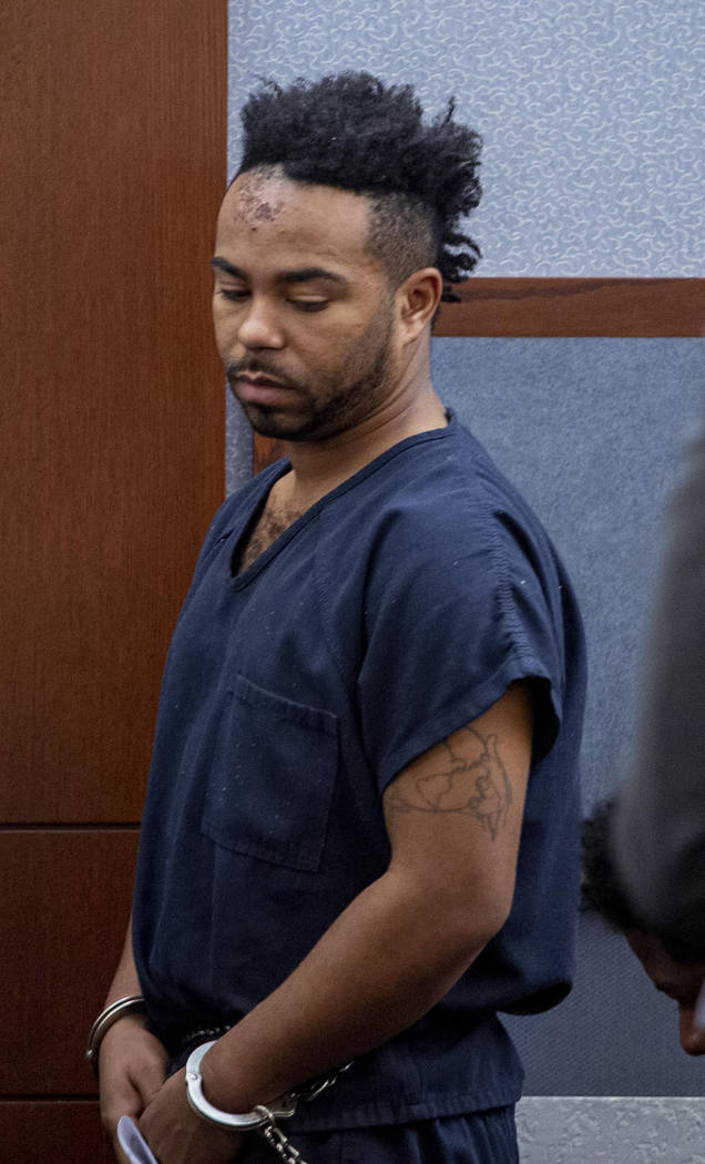 Nathaniel Postelle is seen during a hearing at the Regional Justice Center in Las Vegas on Tues ...