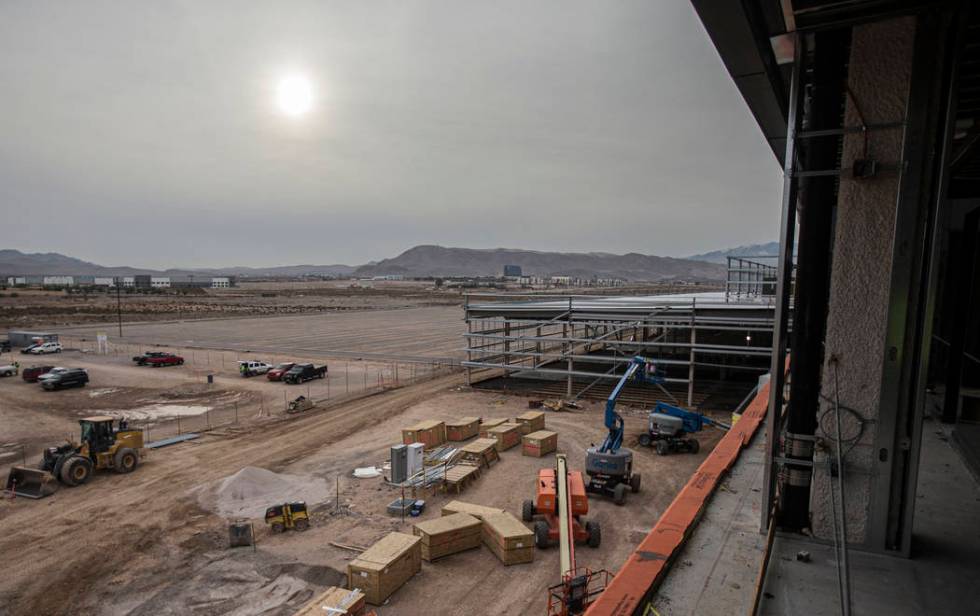 The outside practice field, top/left, at the future Raiders headquarters and practice facility ...