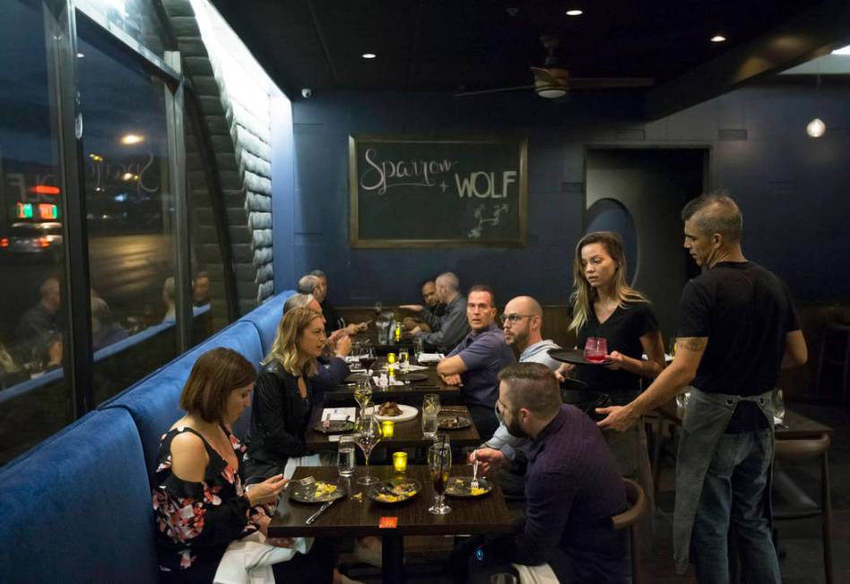 Guests enjoy dinner at Sparrow + Wolf on Thursday, Nov. 2, 2017, in Las Vegas. (Benjamin Hager/ ...