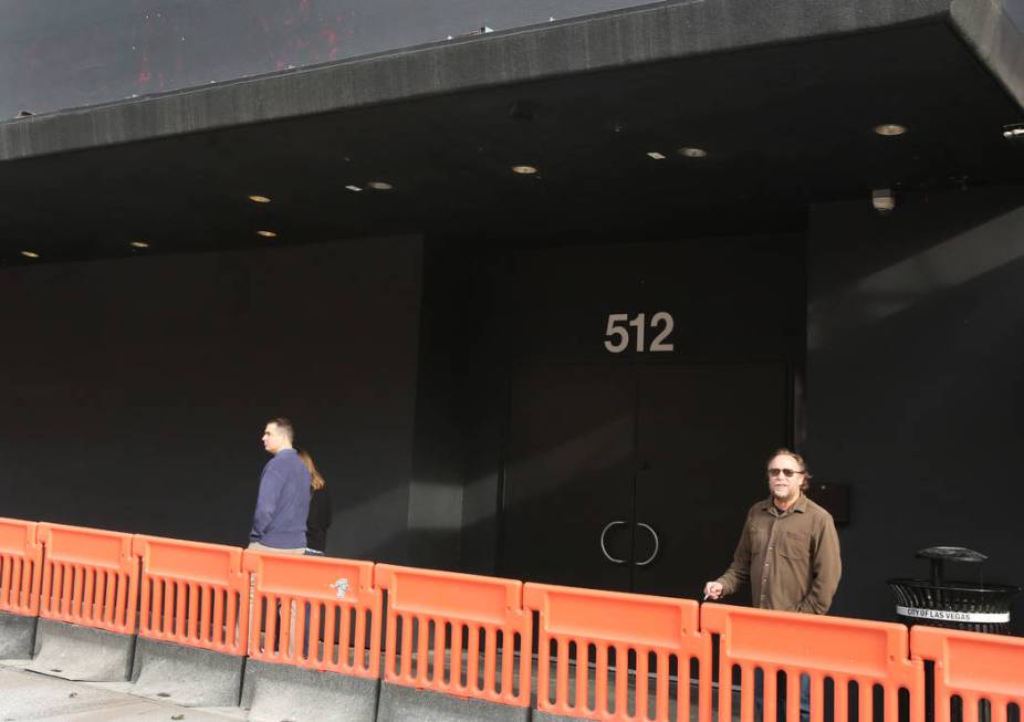 Pedestrians walk past a nightclub, previously known as Red, at 512 Fremont Street on Tuesday, D ...