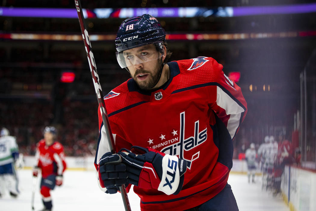 Washington Capitals center Chandler Stephenson (18), from Canada, skates during the second peri ...