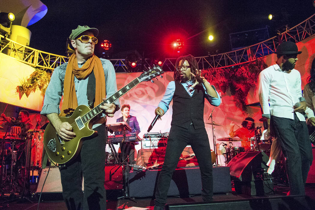 Rob Myers, left, and Mr. Lif of Thievery Corporation perform on board the Norwegian Escape duri ...