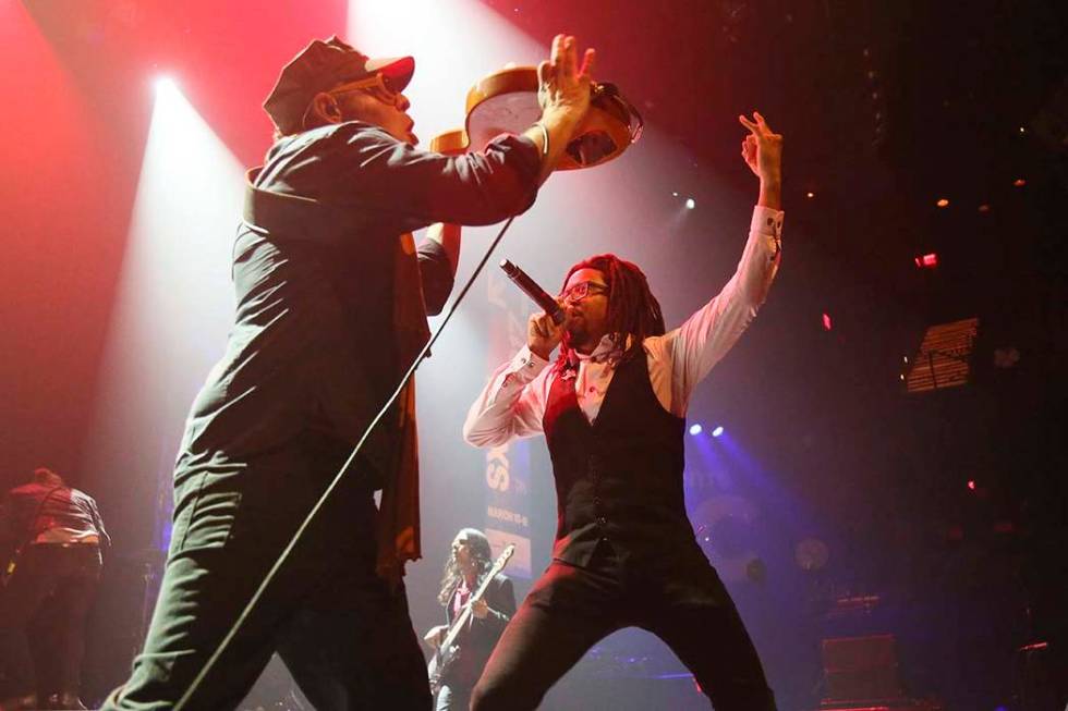 Thievery Corporation's Mr. Lif, right, and Rob Myers perform at the Austin City Limits Live at ...