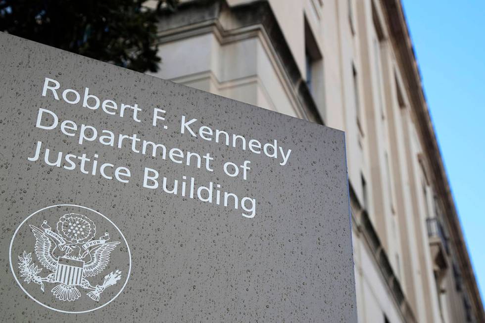 This Friday, March 22, 2019, file photo shows the Department of Justice Building in Washington. ...