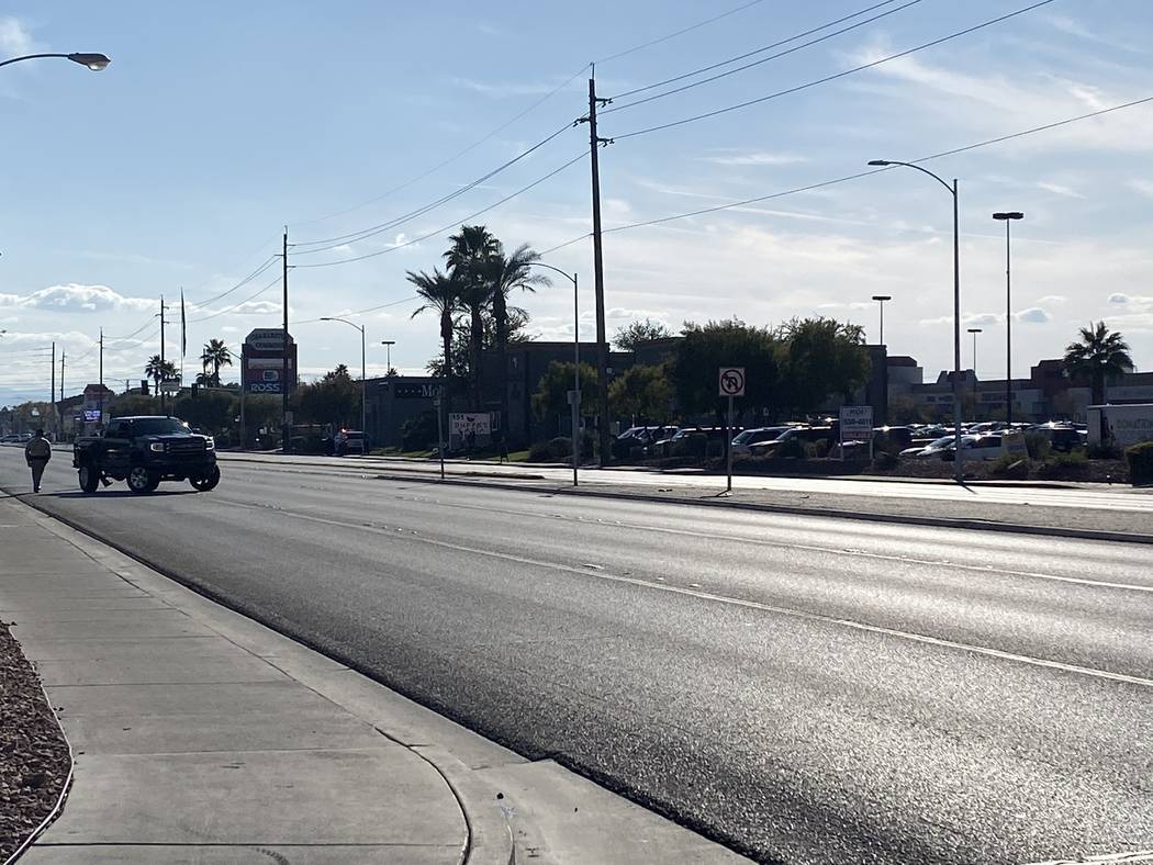 A large police presence has Nellis Boulevard closed in both directions between Charleston Boule ...