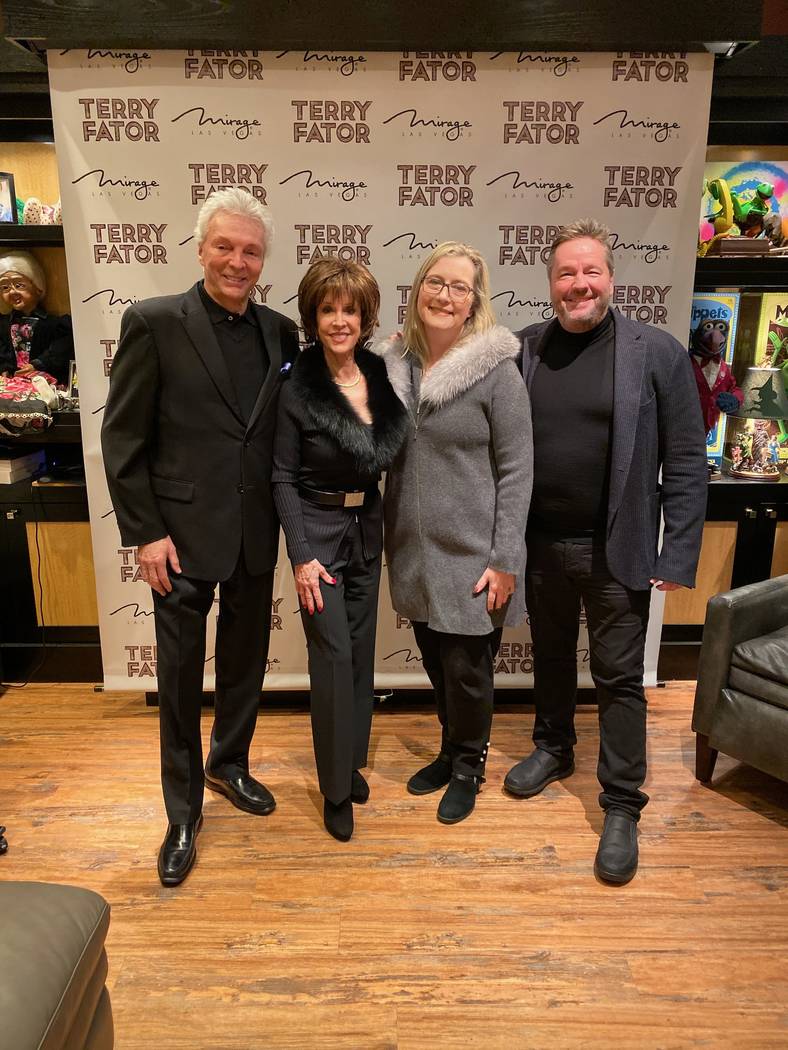 John Griffeths, Deana Martin, Angie Fator and Terry Fator are shown in Terry Fator's dressing r ...