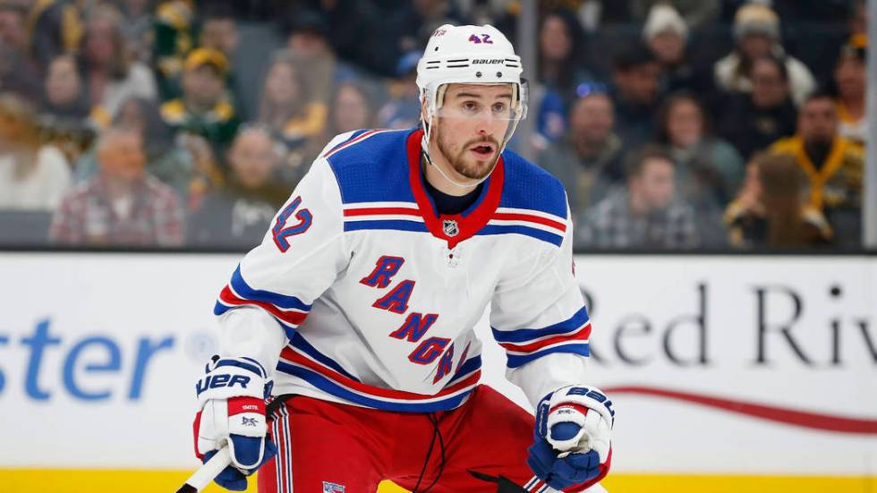 New York Rangers' Brendan Smith plays against the Boston Bruins during the first period of an N ...