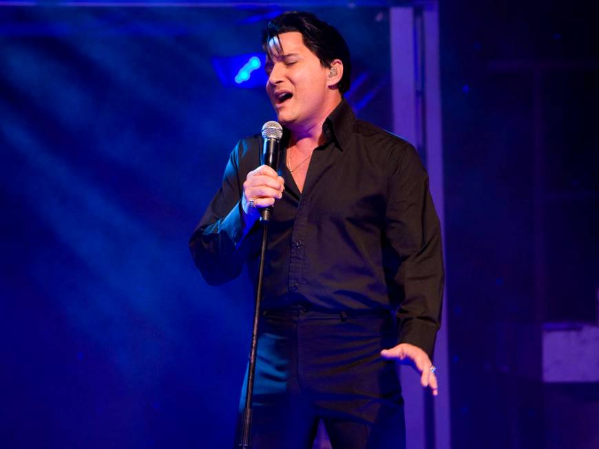 Elvis Presley tribute artist Trent Carlini performs in his "The King" show in the Shimmer Cabar ...