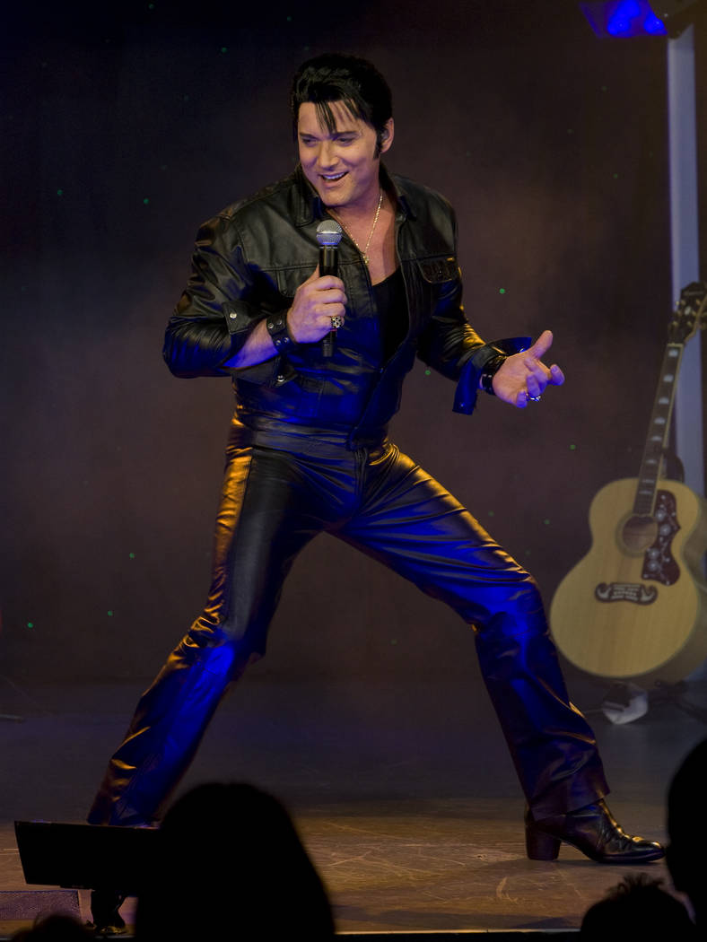 Elvis Presley tribute artist Trent Carlini performs in his "The King" show in the Shimmer Cabar ...