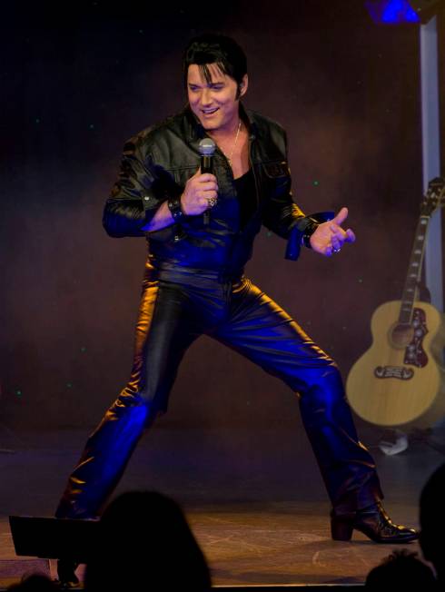 Elvis Presley tribute artist Trent Carlini performs in his "The King" show in the Shimmer Cabar ...