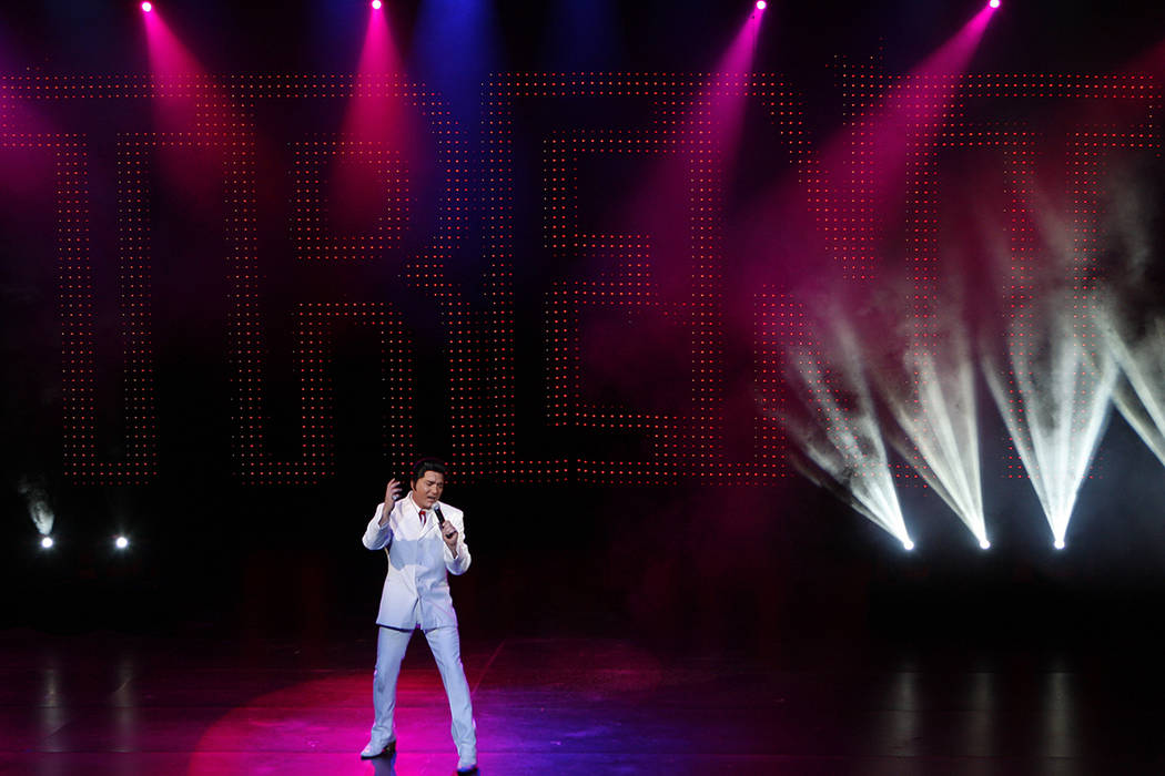 Elvis Presley tribute artist Trent Carlini performs during his show "Trent Carlini Elvolution" ...