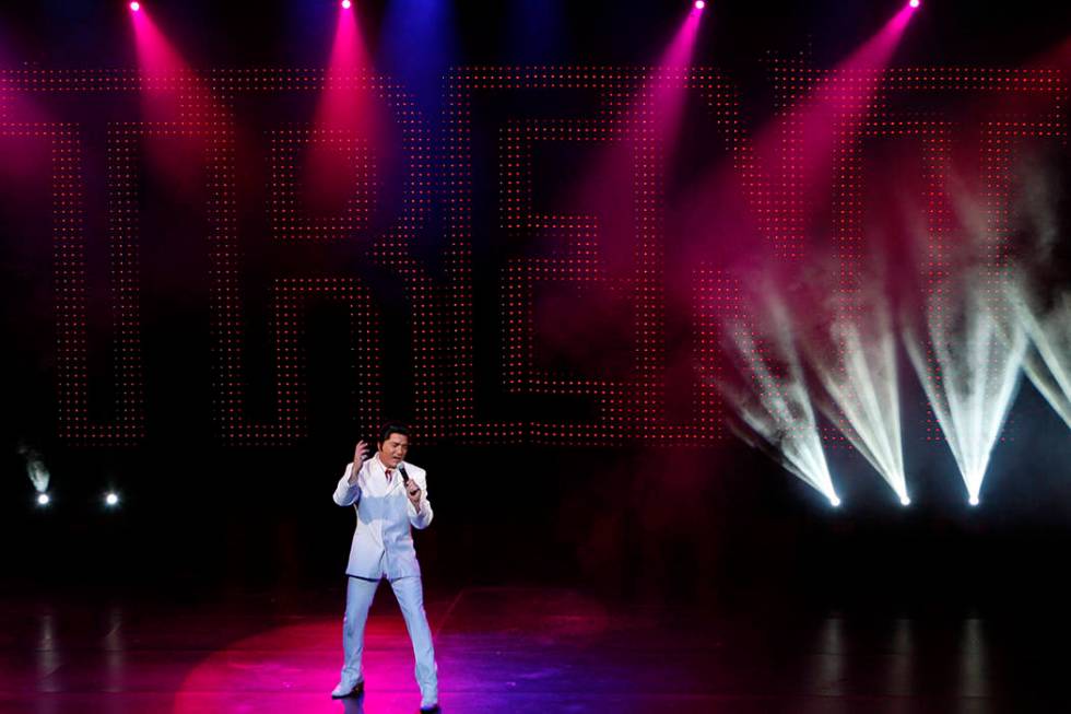 Elvis Presley tribute artist Trent Carlini performs during his show "Trent Carlini Elvolution" ...