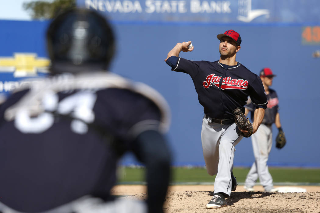 Cleveland Indians' Carlos Torres (57) pitches during the annual Big League Weekend baseball gam ...