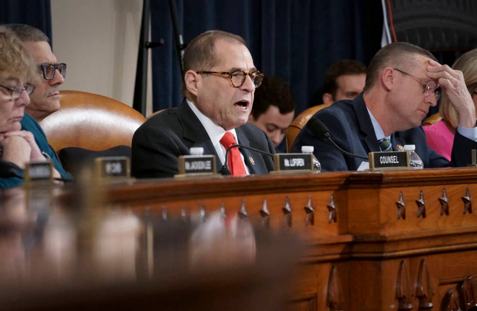 House Judiciary Committee Chairman Jerrold Nadler, D-N.Y., joined at right by Rep. Doug Collins ...