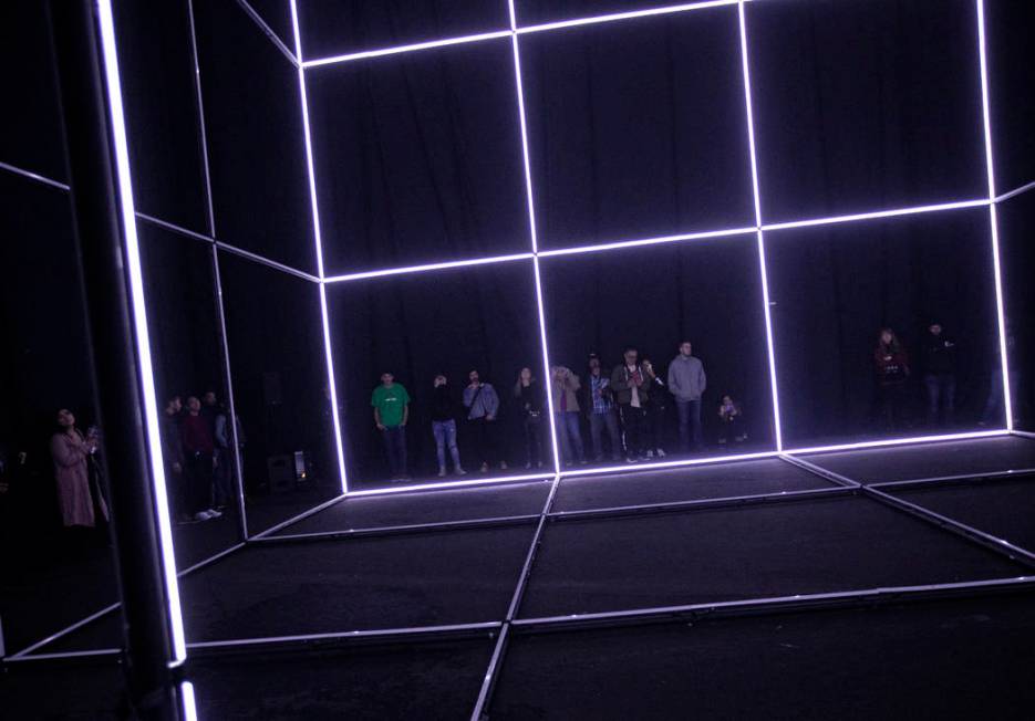 A cube made of lights was one of the art installations at Intersect Festival on Friday, Dec. 6, ...