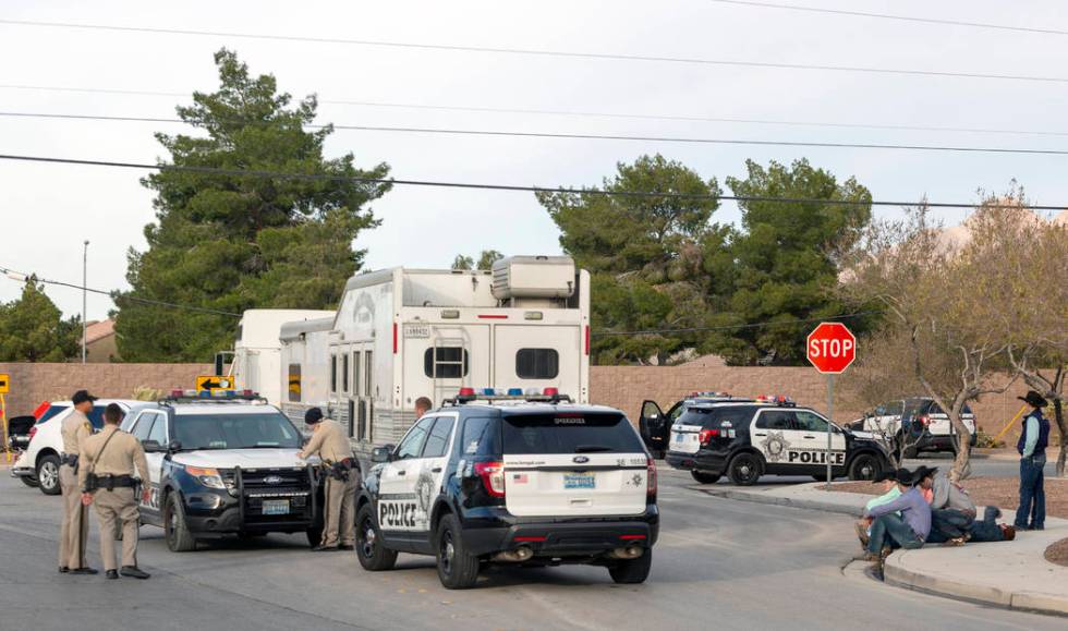 A stolen car crashed into a horse trailer at Flamingo Road and Stephanie Street, near Horseman& ...