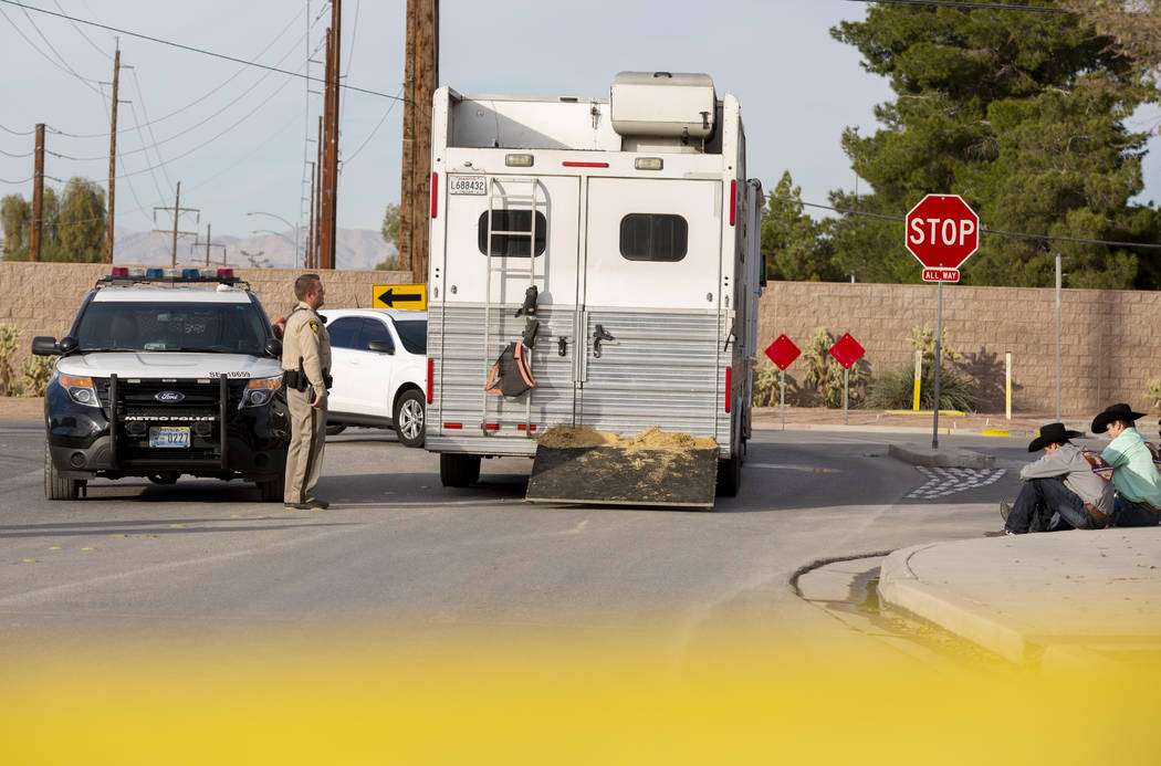 A stolen car crashed into a horse trailer at Flamingo Road and Stephanie Street, near Horseman' ...