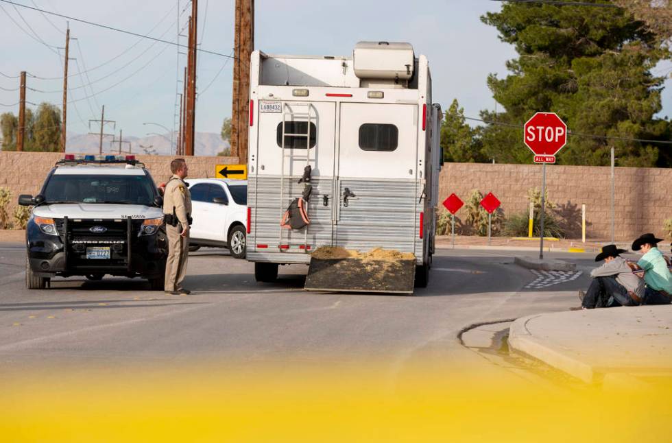 A stolen car crashed into a horse trailer at Flamingo Road and Stephanie Street, near Horseman' ...