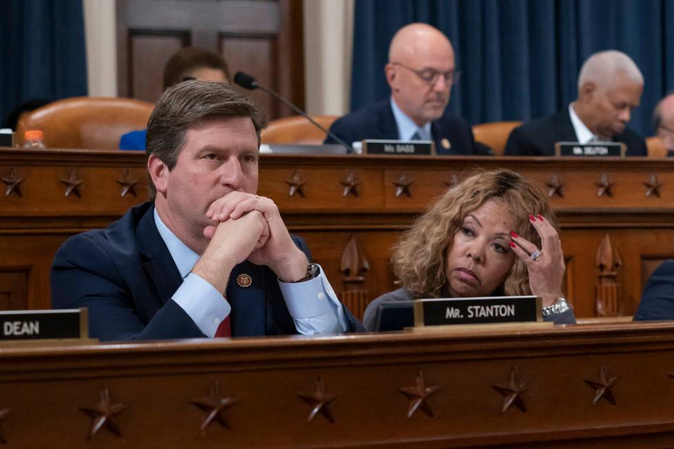 Rep. Greg Stanton, D-Ariz., left, and Rep. Lucy McBath, D-Ga., listen to debate as the House Ju ...