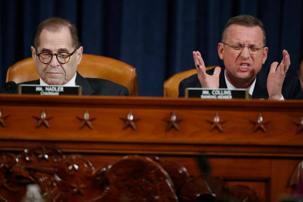 House Judiciary Committee ranking member Rep. Doug Collins, R-Ga., speaks next to House Judicia ...