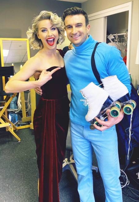 Julianne Hough and Victor Arata are shown backstage during a taping of "Holidays With The Hough ...