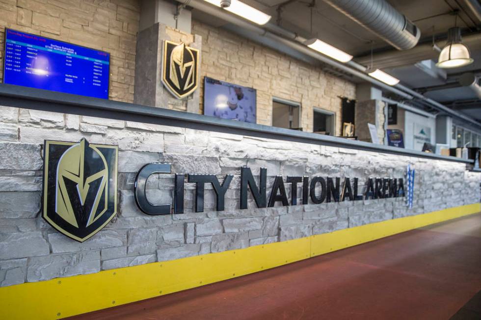 The updated front desk at City National Arena on Thursday, Aug. 23, 2018, in Las Vegas. Benjami ...