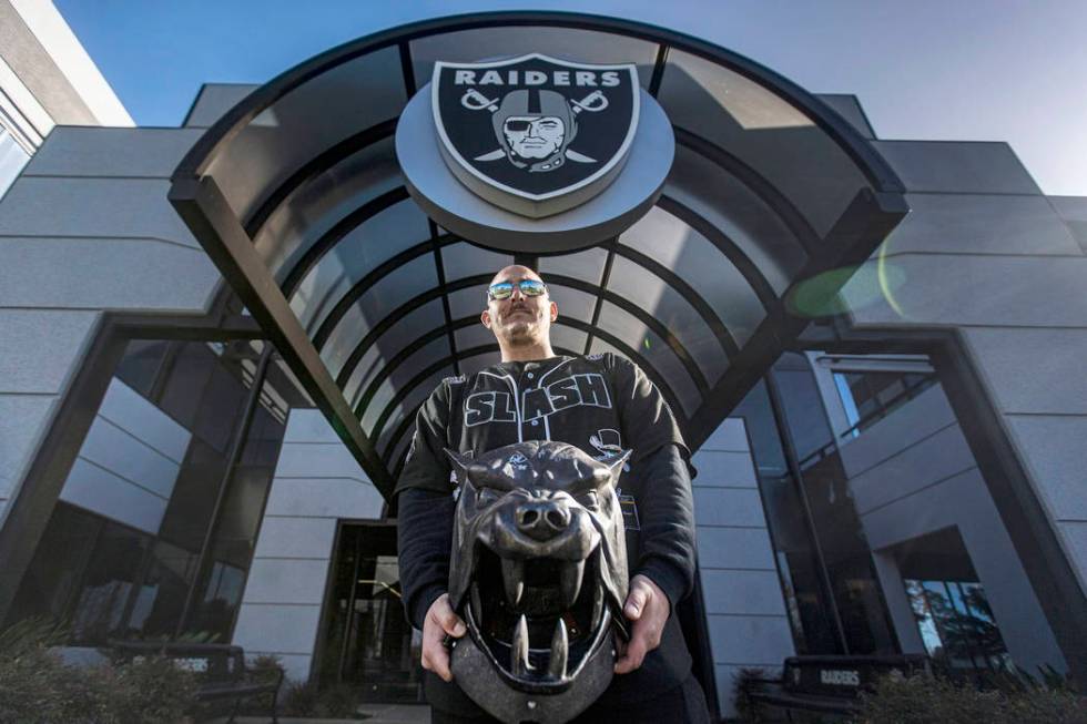 Gilbert Cano, from Ivanhoe, Calif., visits the Oakland Raiders headquarters and practice facili ...
