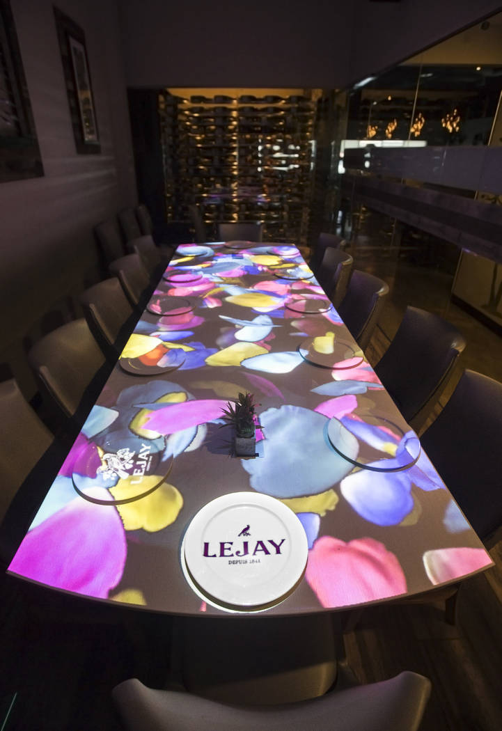 Video mapping technology in the private dining room at Partage on Monday, Sept. 17, 2018, in La ...