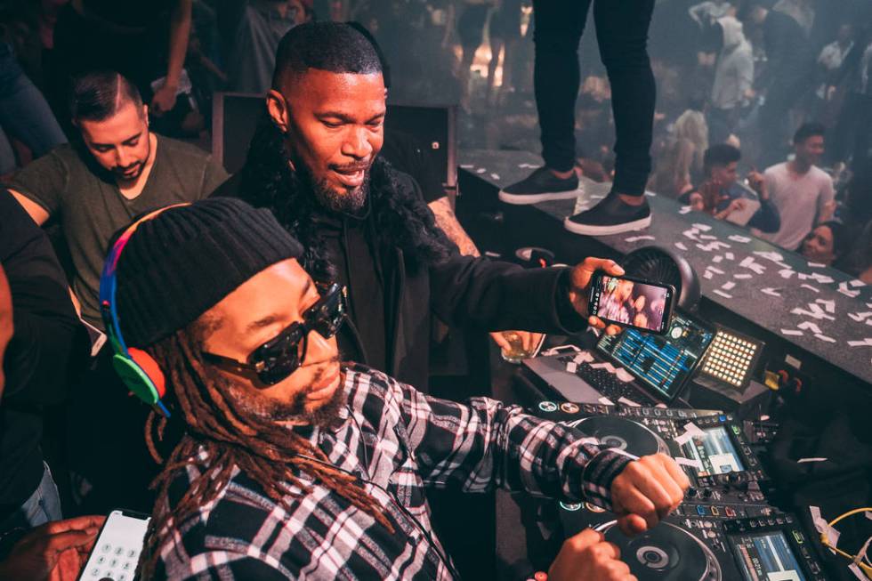 Lil Jon and Jamie Foxx celebrate Foxx's 52nd birthday at Hakkasan Nightclub at MGM Grand on Thu ...