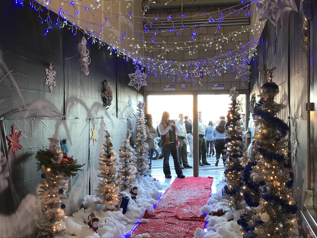 The entryway to Walmart is decorated during a "Santa Cops" event on Saturday, Dec. 14, 2019, at ...