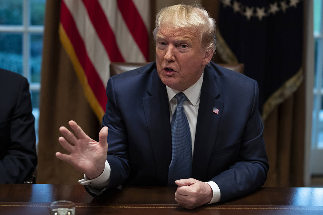 President Donald Trump speaks during a roundtable with governors on government regulations in t ...