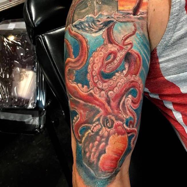 A tattoo by Colin DeFrate, whose tattoos have appeared on Las Vegas locals and Hollywood celebr ...