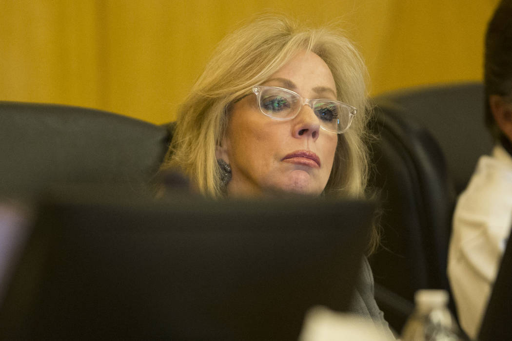 Board member Jan Jones Blackhurst during a Las Vegas Stadium Authority meeting at the Clark Cou ...