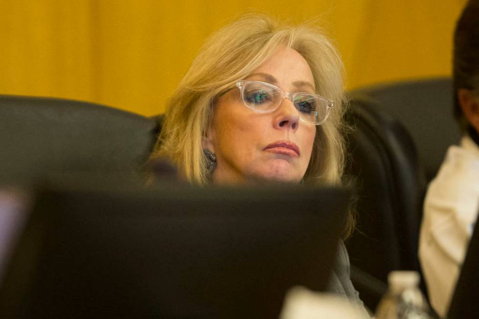 Board member Jan Jones Blackhurst during a Las Vegas Stadium Authority meeting at the Clark Cou ...