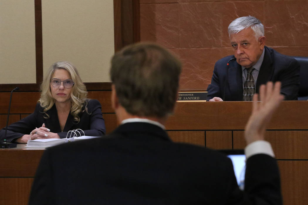 Justice of Peace Melanie Andress-Tobiasson, left, listens to prosecutor Thomas Bradley's questi ...