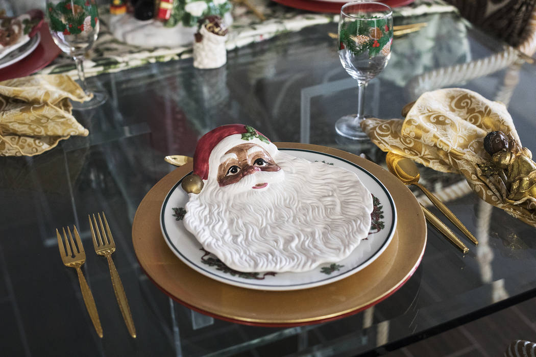 A Santa Claus plate at the home of Roxanne Givens in Las Vegas, Wednesday, Dec. 18, 2019. Given ...