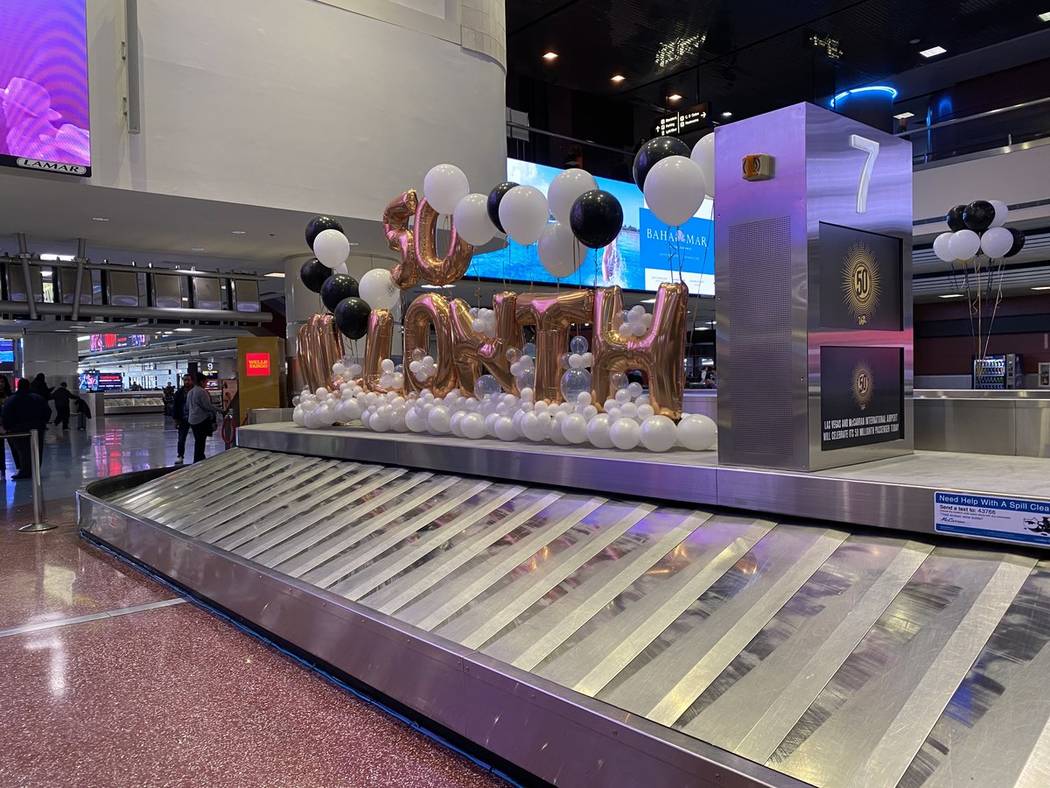 McCarran International Airport prepared toʷelcomeʴhe record-breaking 50 millionth p ...