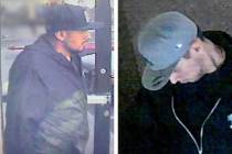 Police are seeking two men in connection to a series of slot machine burglaries across the Las ...